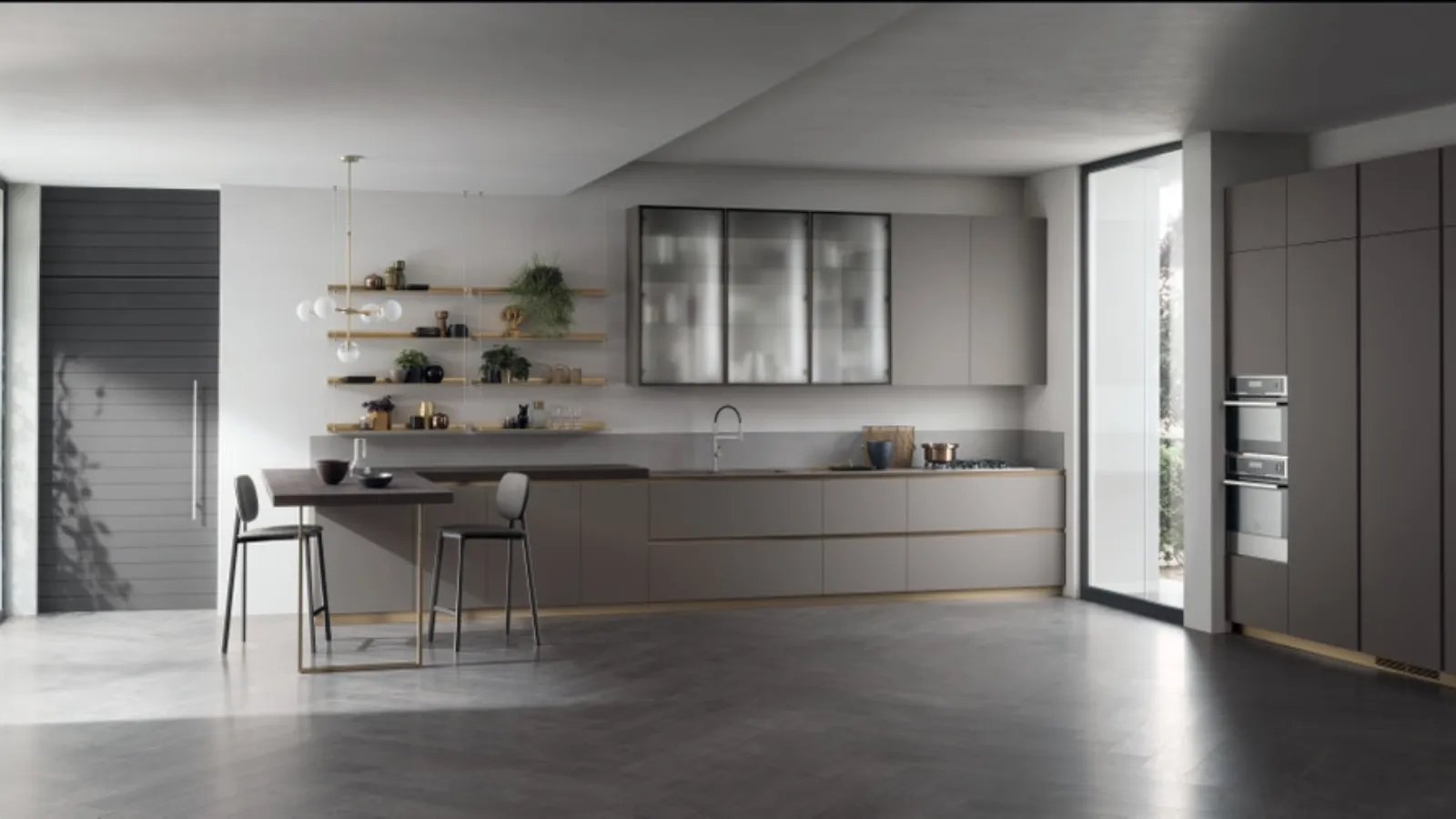 Cucina Moderna con penisola DeLinea Grigio Londra di Scavolini