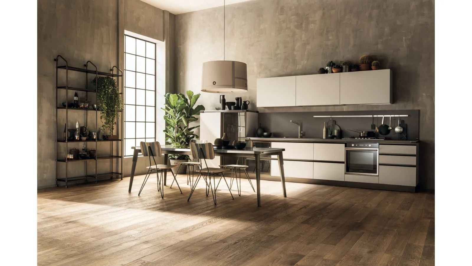 Cucina Moderna Diesel Open Workshop 11 in decorativo Soft Beige di Scavolini