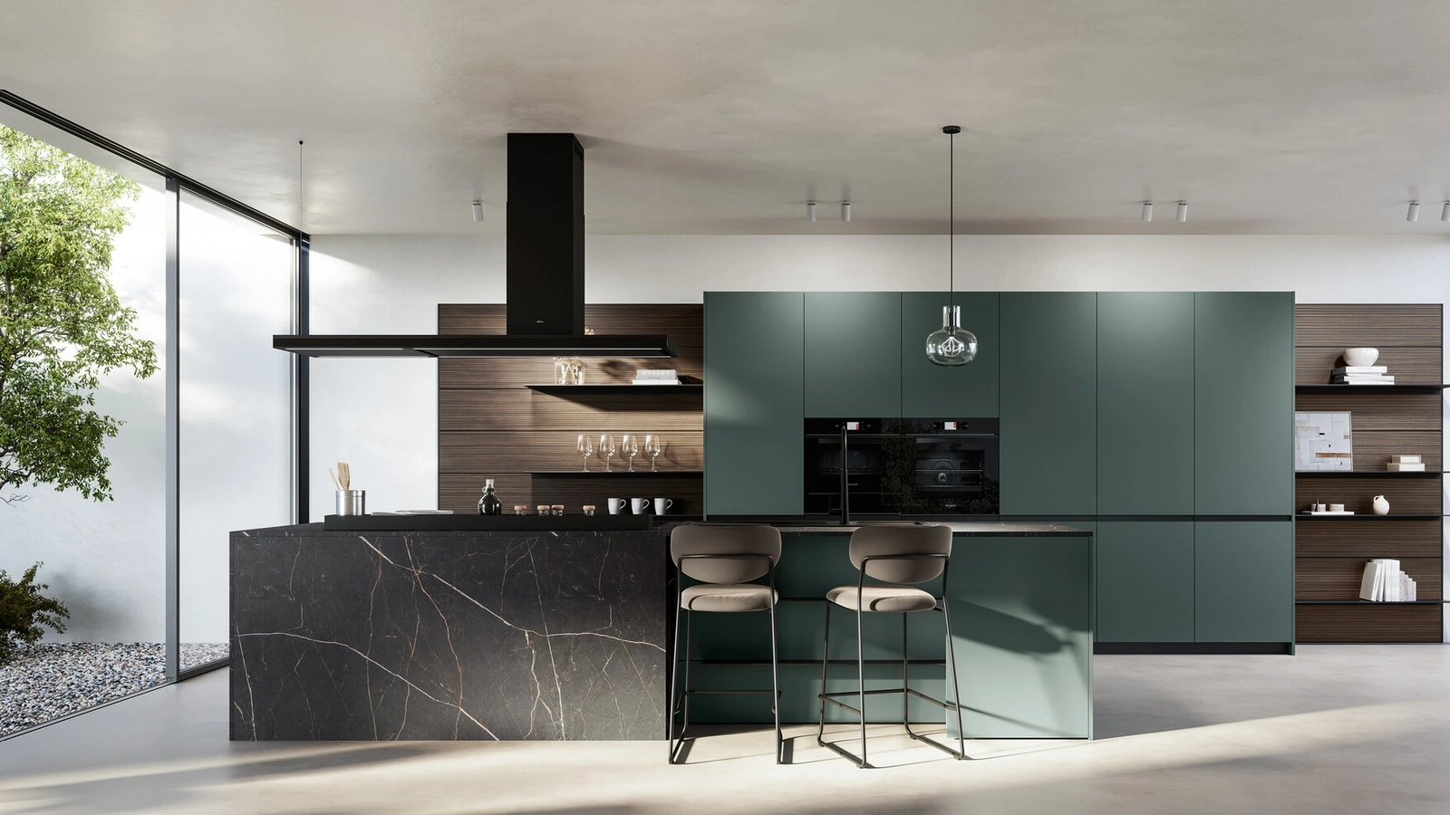 Cucina Moderna con isola Kalì 09 in pet e laminato di Arredo3