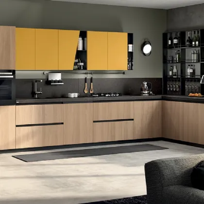 Cucina Moderna Liberamente Rovere Grano e Giallo Senape di Scavolini