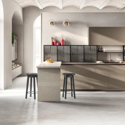 Cucina Moderna Libra in laminato Urban Bronze e decorativo Oriental Light di Scavolini