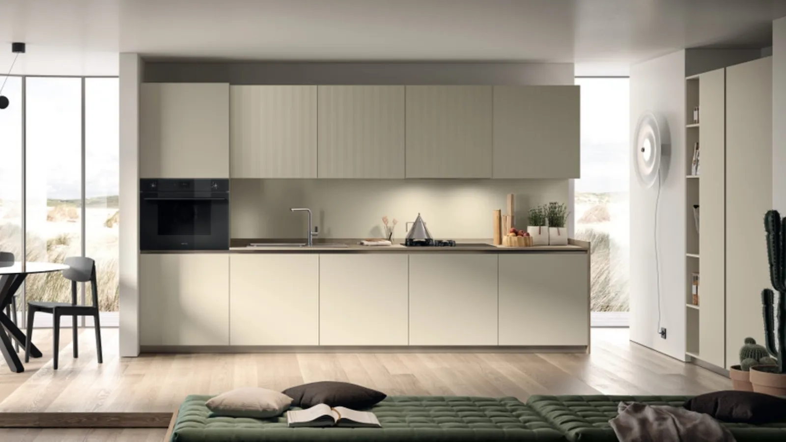 Cucina Moderna Lumina Tortora e Strips Urban Gold di Scavolini