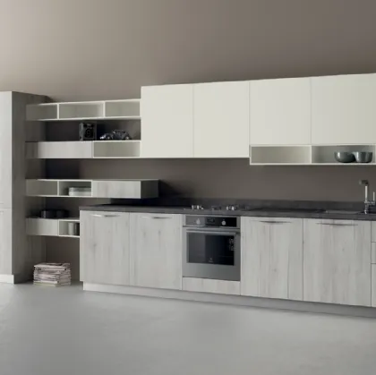 Cucina Moderna Mood in Rovere Actual e Bianco Puro di Scavolini