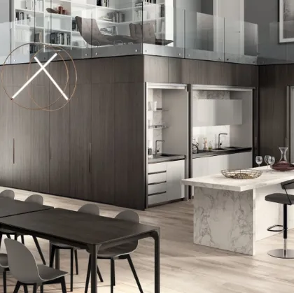 Cucina Boxi in laccato lucido Grigio Chiaro di Scavolini