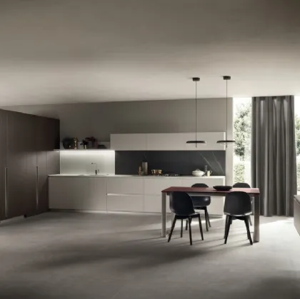 Cucina Moderna DeLinea in laccato Grigio Chiaro e Rovere Grafite di Scavolini