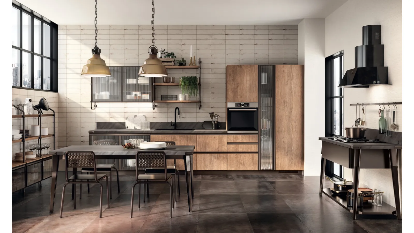 Cucina Moderna Diesel Open Workshop Rovere Landscape di Scavolini