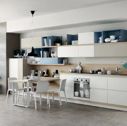 Cucina Moderna Foodshelf Bianco Puro e Grigio Gabbiano di Scavolini