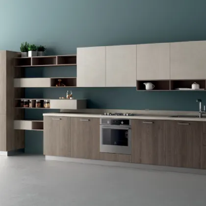 Cucina su misura Mood in Rovere Season ed Azimut di Scavolini