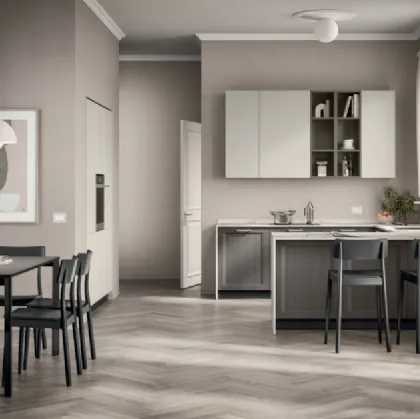 Cucina su misura con penisola Sax 01 finitura Rovere Town di Scavolini