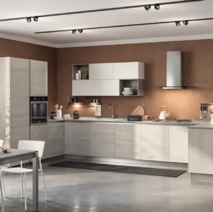 Cucina angolare su misura Urban & Urban Minimal in decorativo Larice Pasha di Scavolini