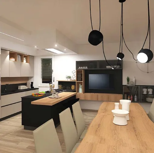 Open space con cucina e living comunicanti