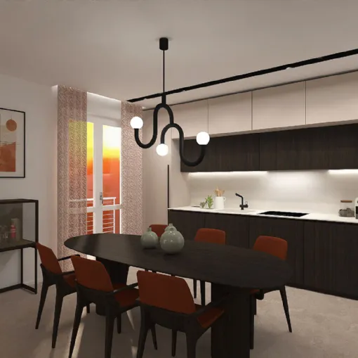 La zona giorno: dialogo tra forme morbide e colori caldi