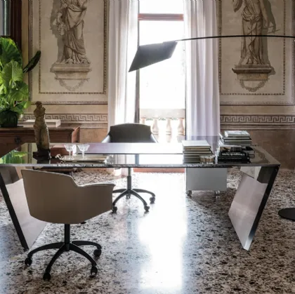 Scrivania Direzionale in acciaio inox Vega di Cattelan Italia
